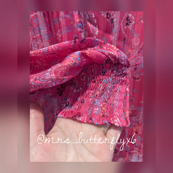 Semi Shear Long Sleeve Paisley Design Shirt - Picture 5 of 5